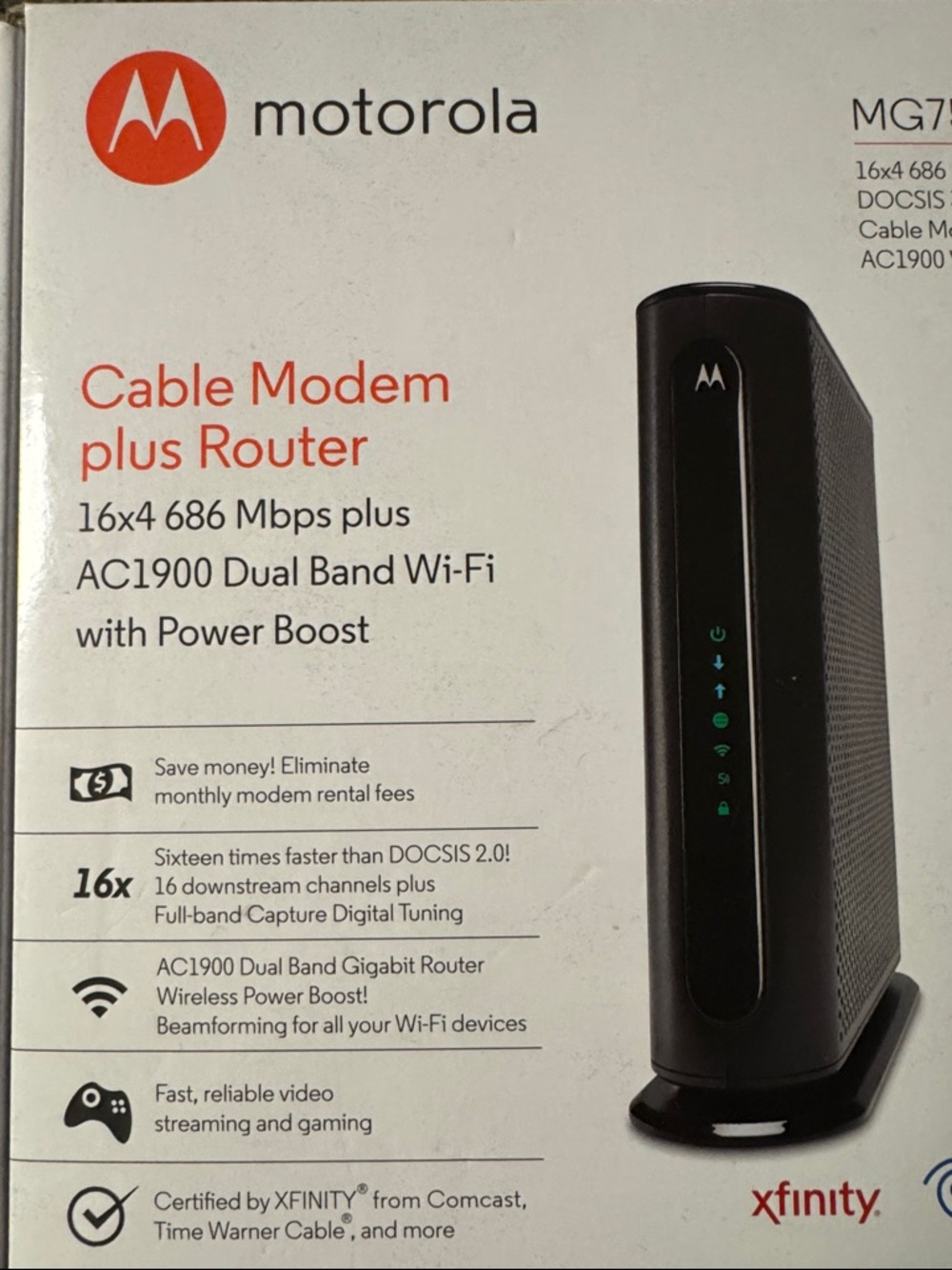 Motorola MG7550 Cable Modem + Router - Picture 2 of 6